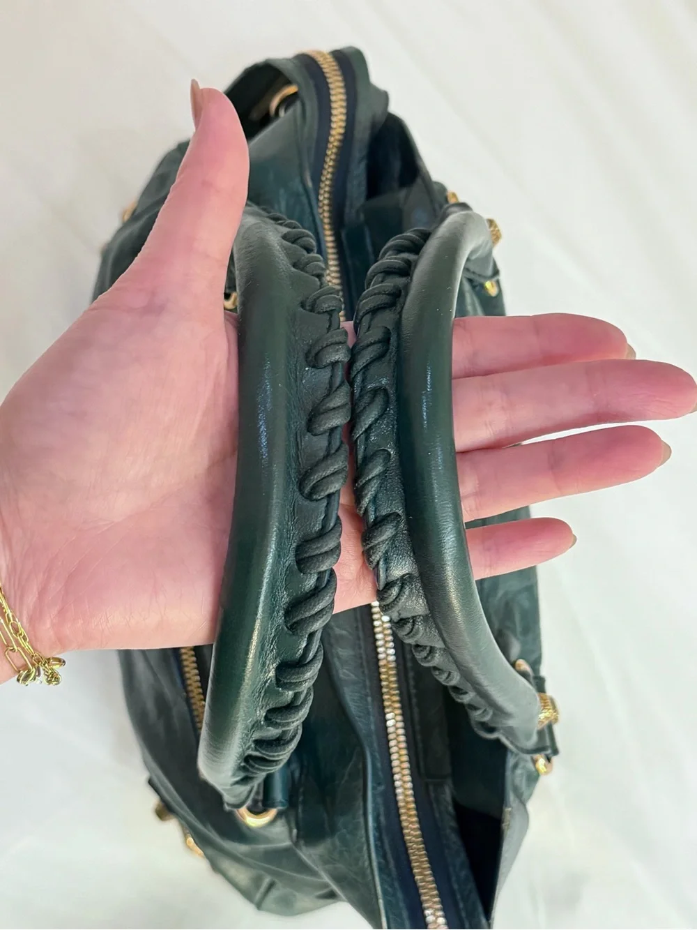 Dark green Balenciaga City bag with Strap